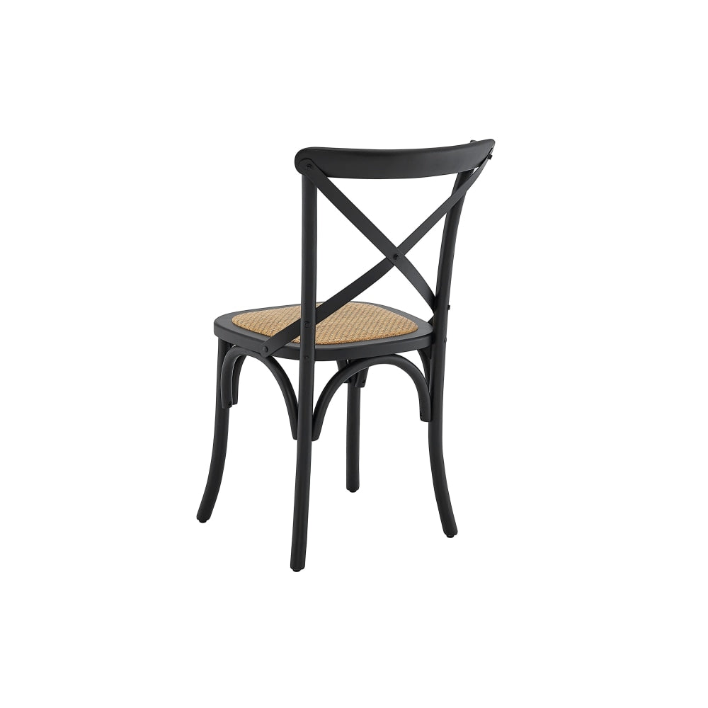 Set of 2 Melrose Cross Back Wooden Kitchen Dining Chair - Birch/Black Fast shipping On sale