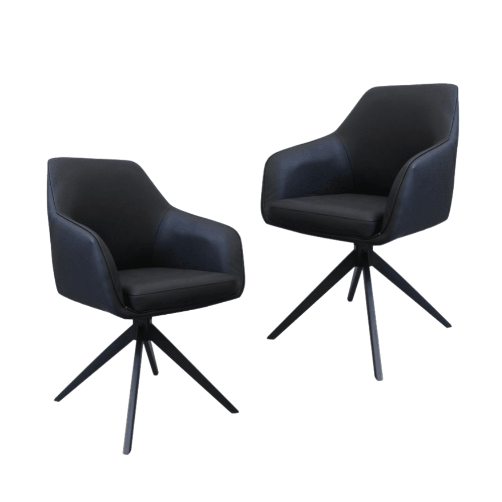 Set Of 2 Moz Rotation Modern Eco Leather Kitchen Dining Chair - Black Fast shipping On sale