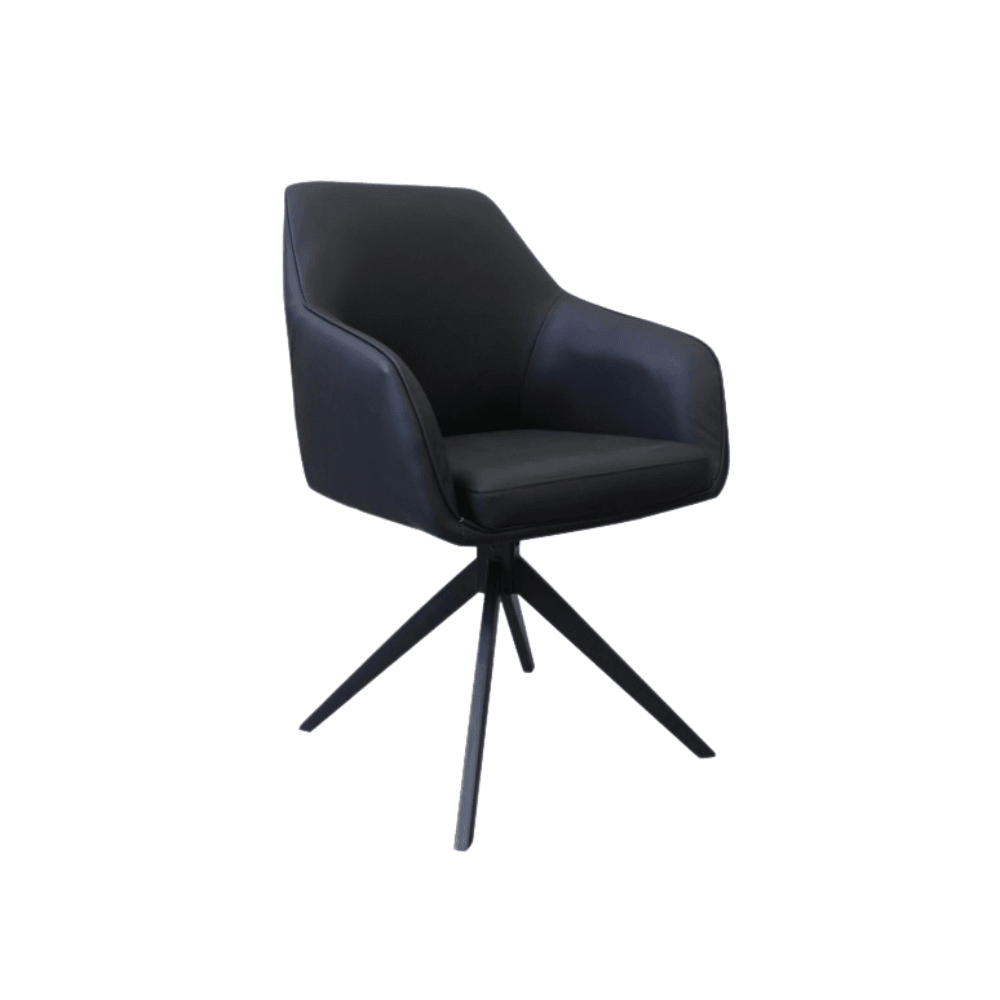 Set Of 2 Moz Rotation Modern Eco Leather Kitchen Dining Chair - Black Fast shipping On sale