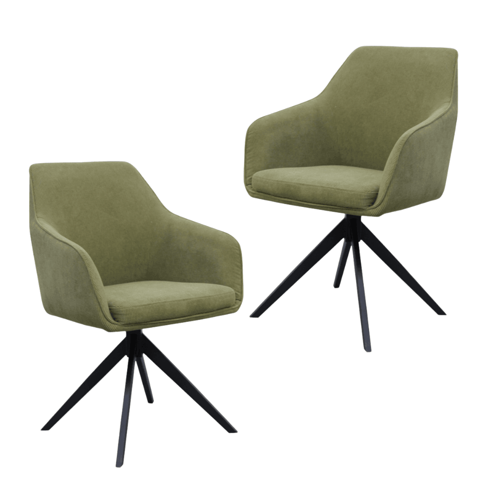 Set Of 2 Moz Rotation Modern Fabric Kitchen Dining Chair - Olive Fast shipping On sale