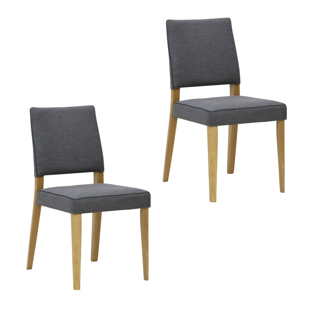 Set of 2 Oslo Scandinavian Fabric Dining Chair Wooden Frame - Grey Fast shipping On sale