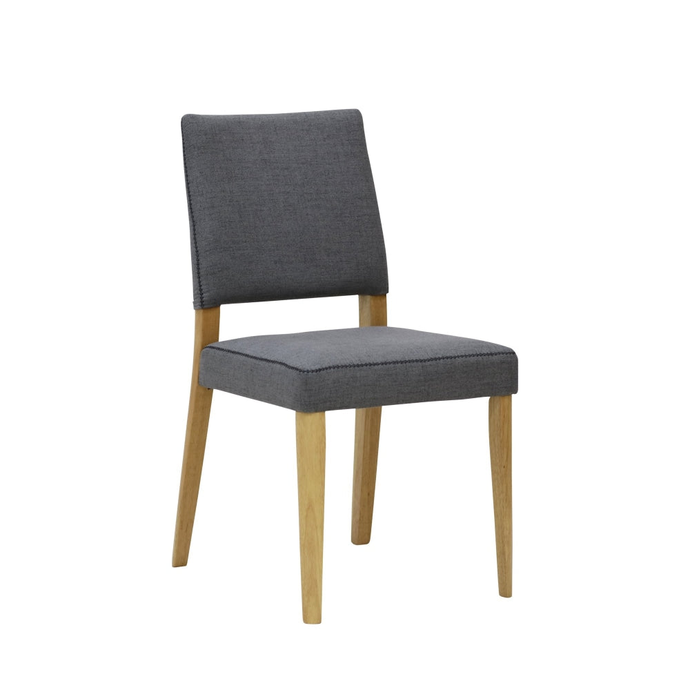 Set of 2 Oslo Scandinavian Fabric Dining Chair Wooden Frame - Grey Fast shipping On sale