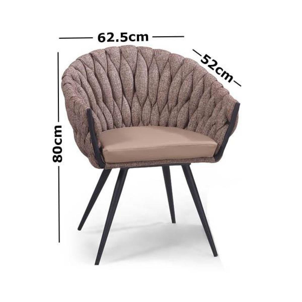 Set of 2 - Peak Fabric Dining Armchair Chocolate Milk Chair Fast shipping On sale