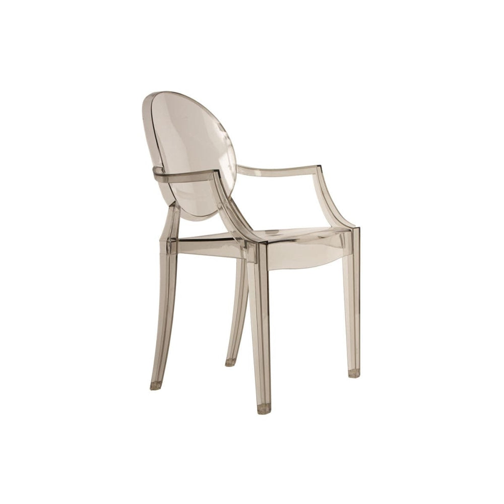 Set of 2 Philippe Starck Replica Louis Ghost Kitchen Dining Chair ArmChairs - Smoke Fast shipping On sale