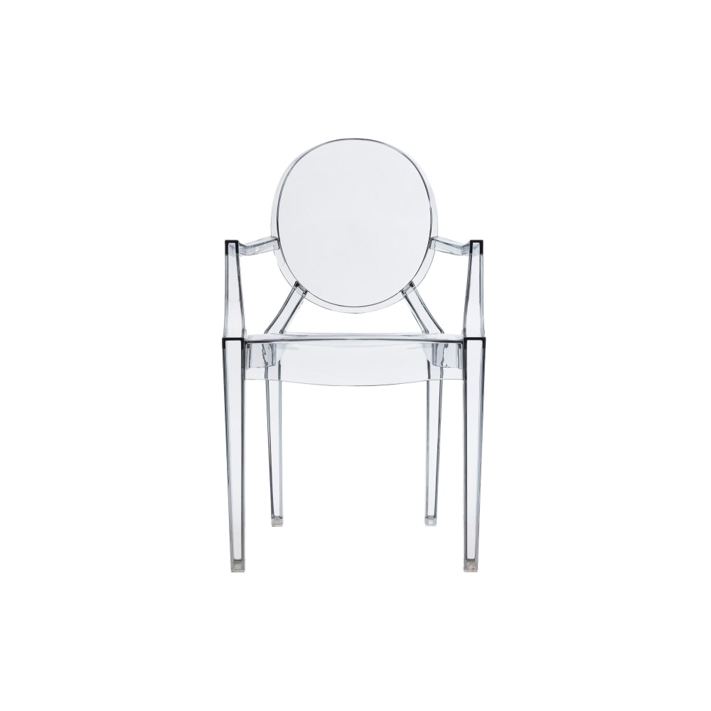 Set of 2 Philippe Starck Replica Louis Ghost Kitchen Dining Chair ArmChairs - Smoke Fast shipping On sale