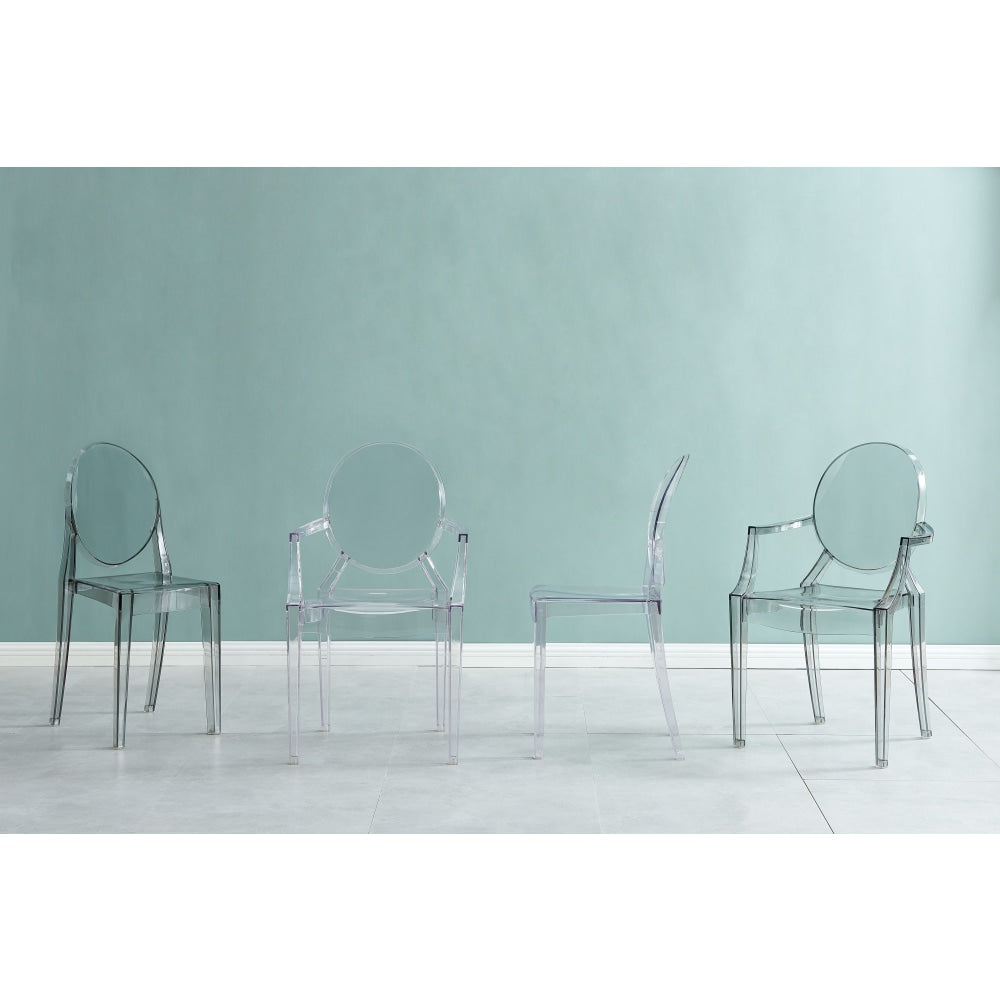 Set of 2 Philippe Starck Replica Louis Ghost Kitchen Dining Chair ArmChairs - Smoke Fast shipping On sale