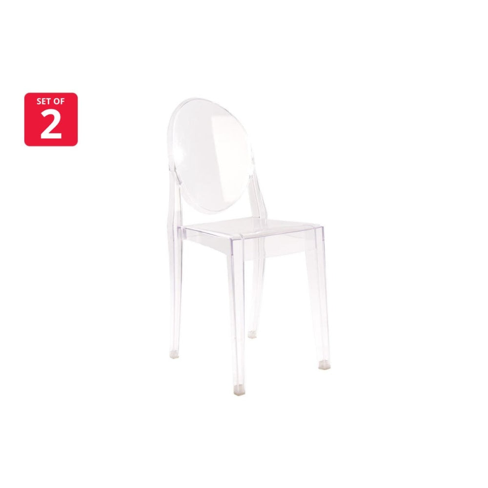 Set of 2 Philippe Starck Replica Victoria Ghost Kitchen Dining Side Chairs - Clear Chair Fast shipping On sale