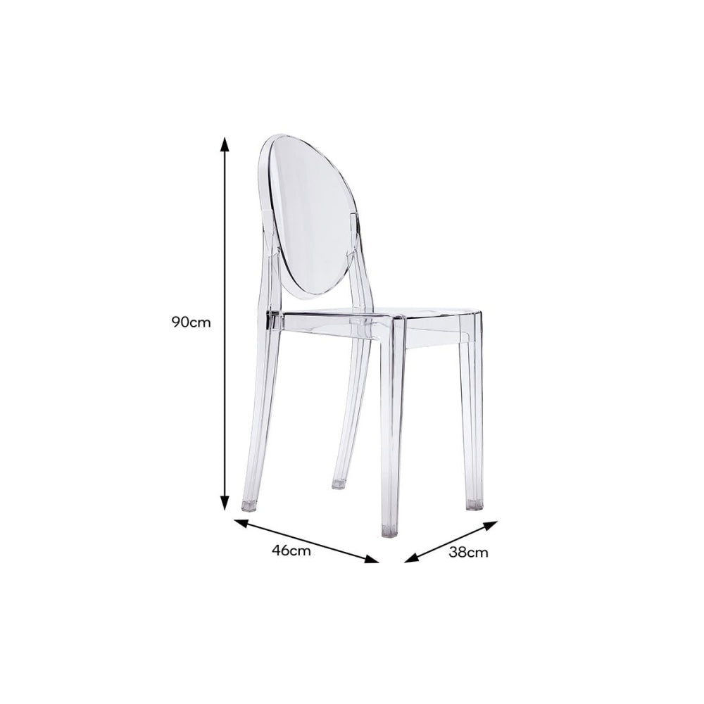 Set of 2 Philippe Starck Replica Victoria Ghost Kitchen Dining Side Chairs - Clear Chair Fast shipping On sale