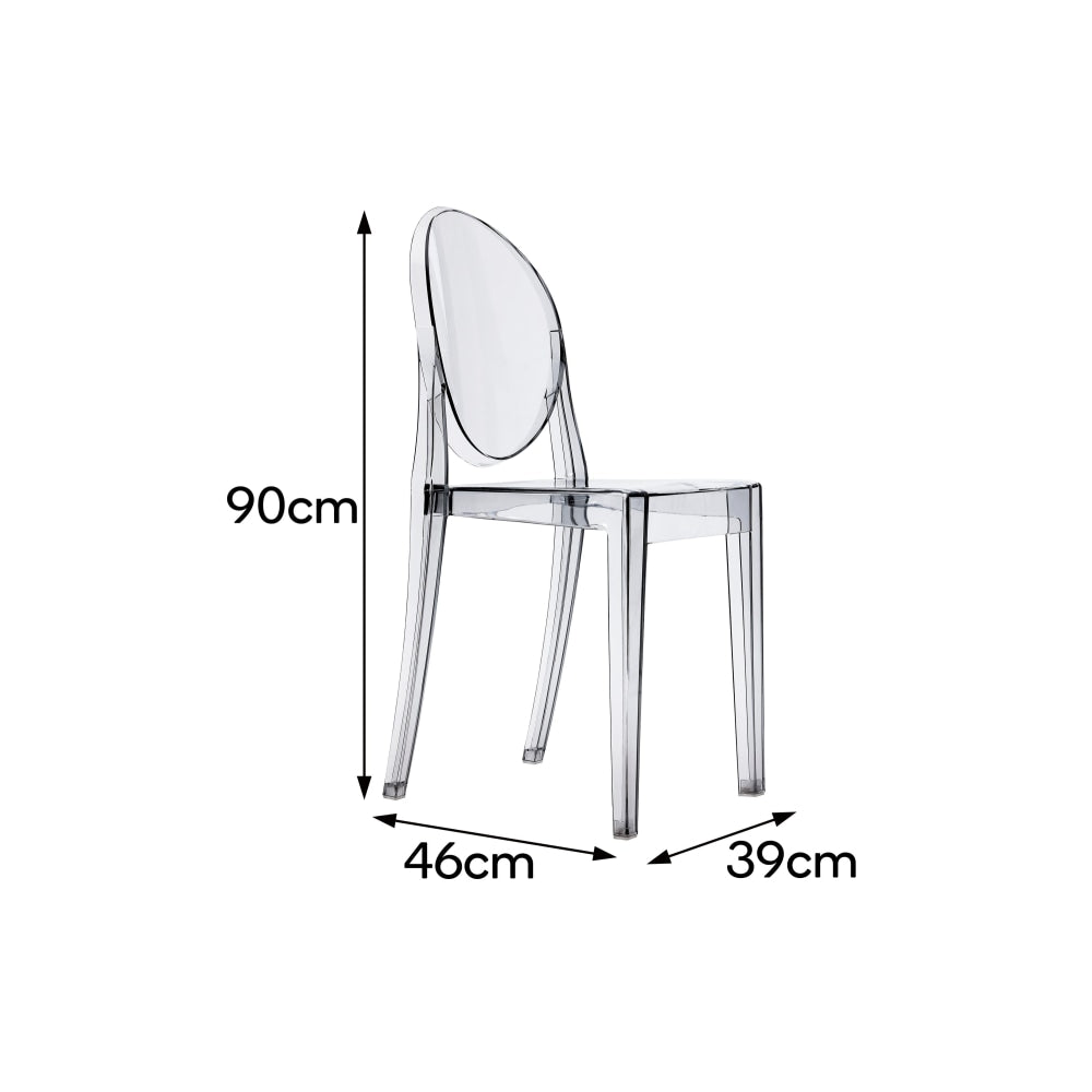 Set of 2 Philippe Starck Replica Victoria Ghost Kitchen Dining Side Chairs - Smoke Chair Fast shipping On sale