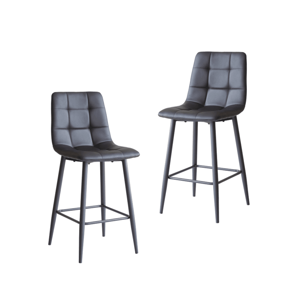 Set Of 2 Reese Modern Eco Leather Kitchen Counter Bar Stool 65cm - Black Fast shipping On sale