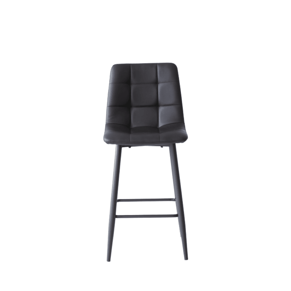 Set Of 2 Reese Modern Eco Leather Kitchen Counter Bar Stool 65cm - Black Fast shipping On sale