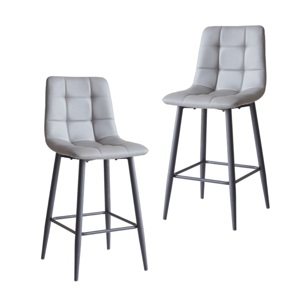 Set Of 2 Reese Modern Eco Leather Kitchen Counter Bar Stool 65cm - Grey Fast shipping On sale