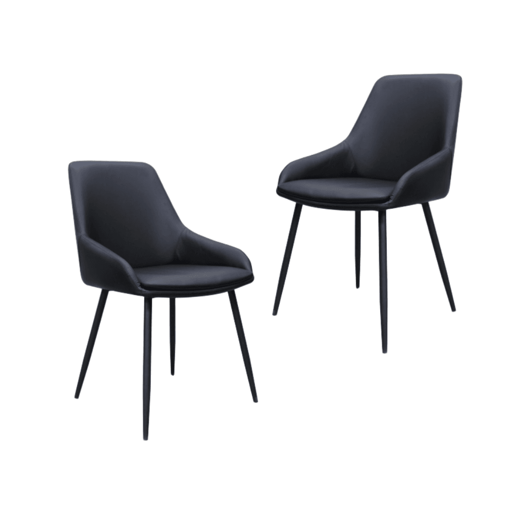 Set Of 2 Rica Modern Eco Leather Fabric Kitchen Dining Chair - Black Fast shipping On sale