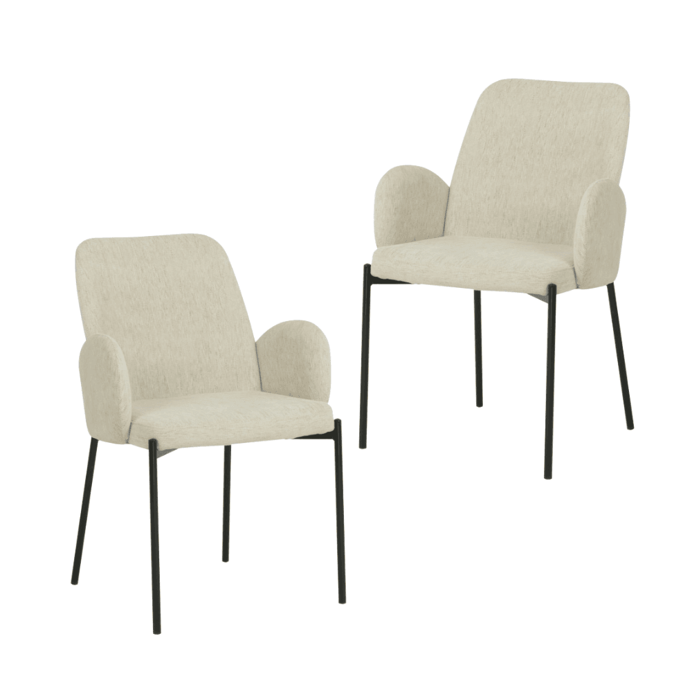 Set Of 2 Riley Knit Fabric Modern Kitchen Dining Chair - Oat Fast shipping On sale