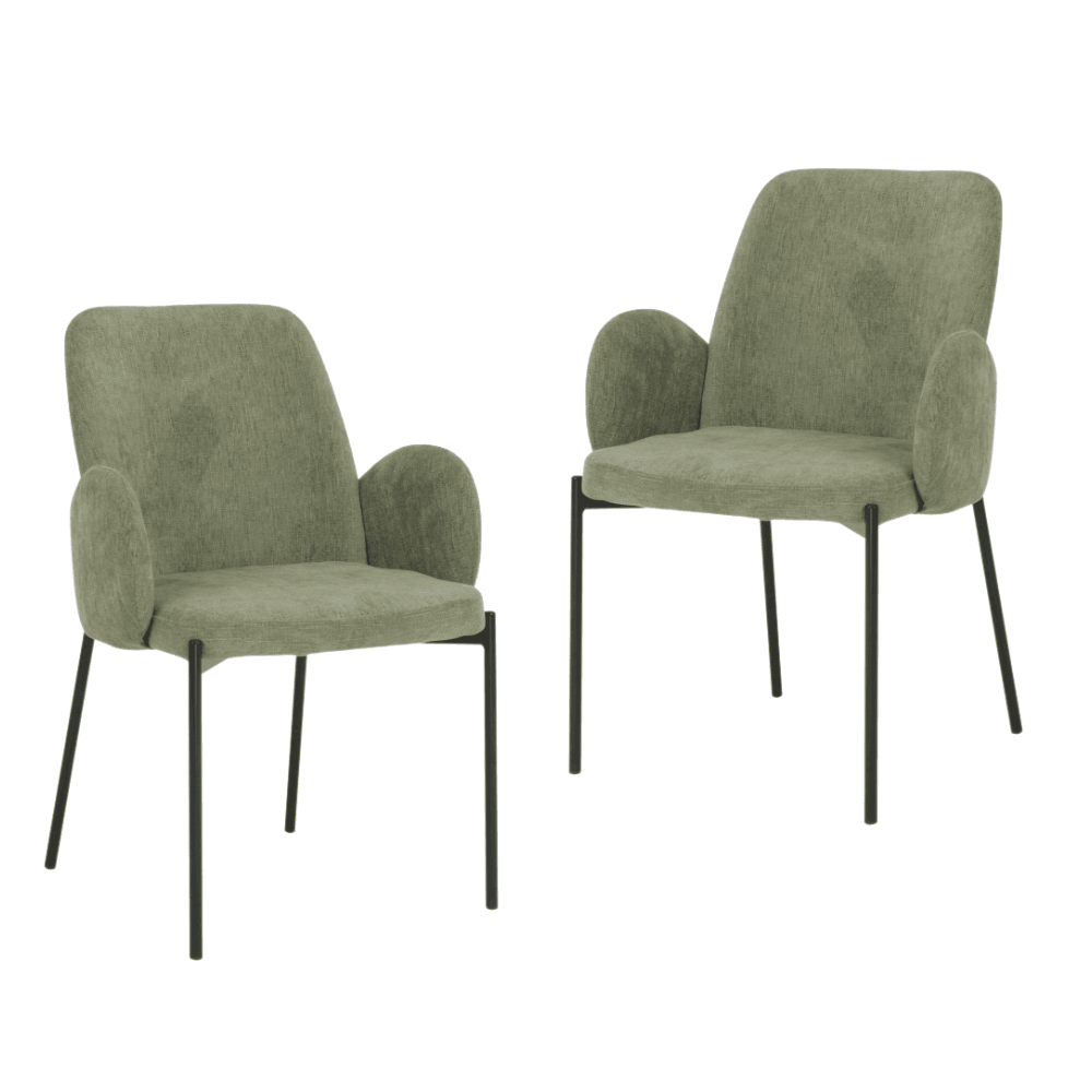 Set Of 2 Riley Knit Fabric Modern Kitchen Dining Chair - Sage Fast shipping On sale