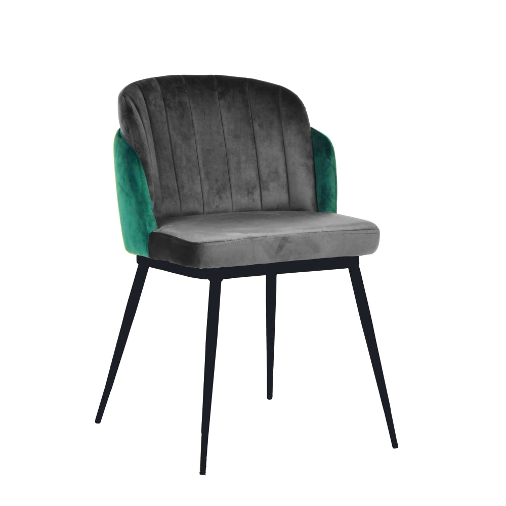 Set Of 2 Royale Velvet Fabric Kitchen Dining Chair W/ Gold Tip Legs - Green Fast shipping On sale