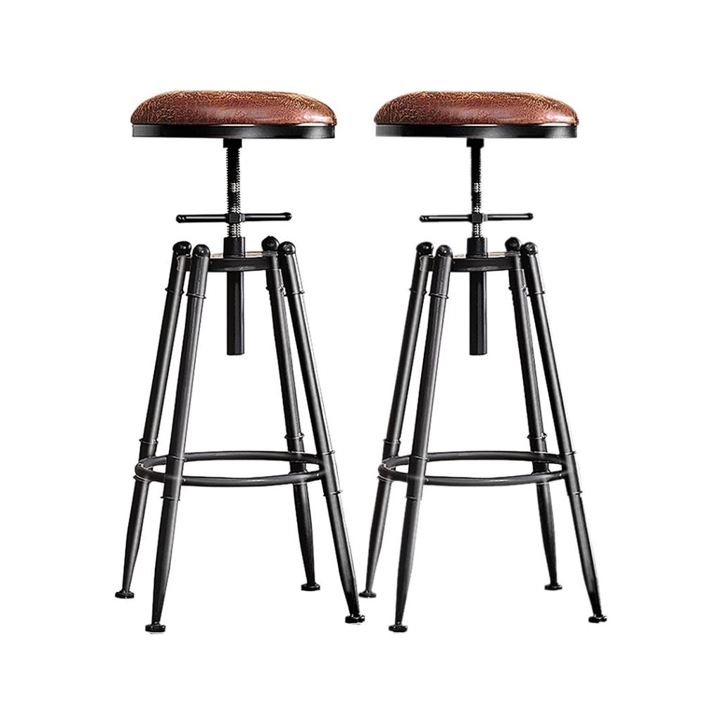 Set of 2 Rustic Industrial Bar Kitchen Stool Barstool Swivel Natural Fast shipping On sale