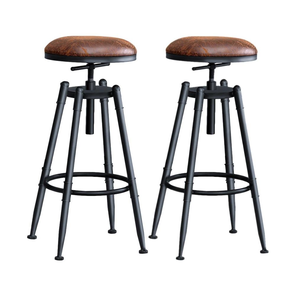 Set of 2 Rustic Industrial Bar Kitchen Stool Barstool Swivel Natural Fast shipping On sale