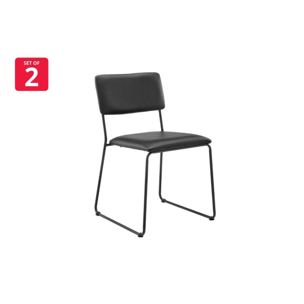 Set of 2 Santa Ana Kitchen Dining Chairs - Black PU Chair Fast shipping On sale