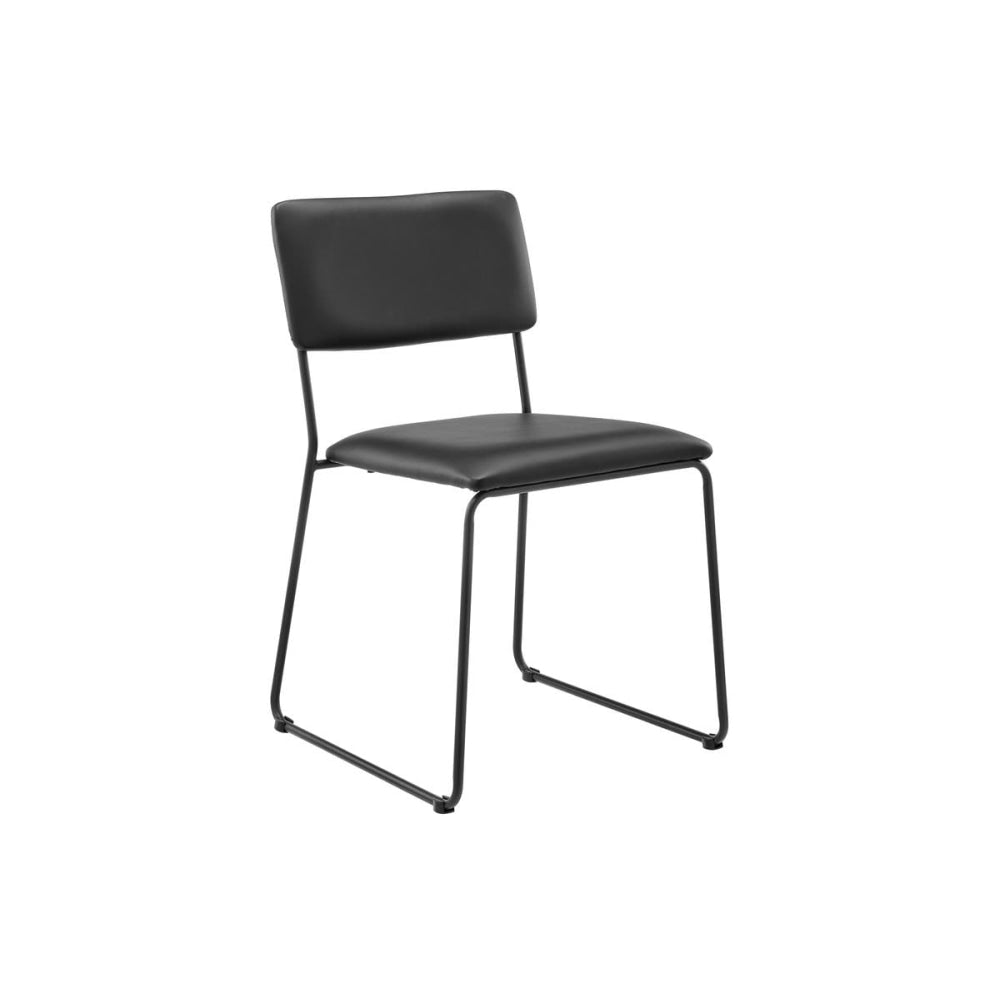 Set of 2 Santa Ana Kitchen Dining Chairs - Black PU Chair Fast shipping On sale