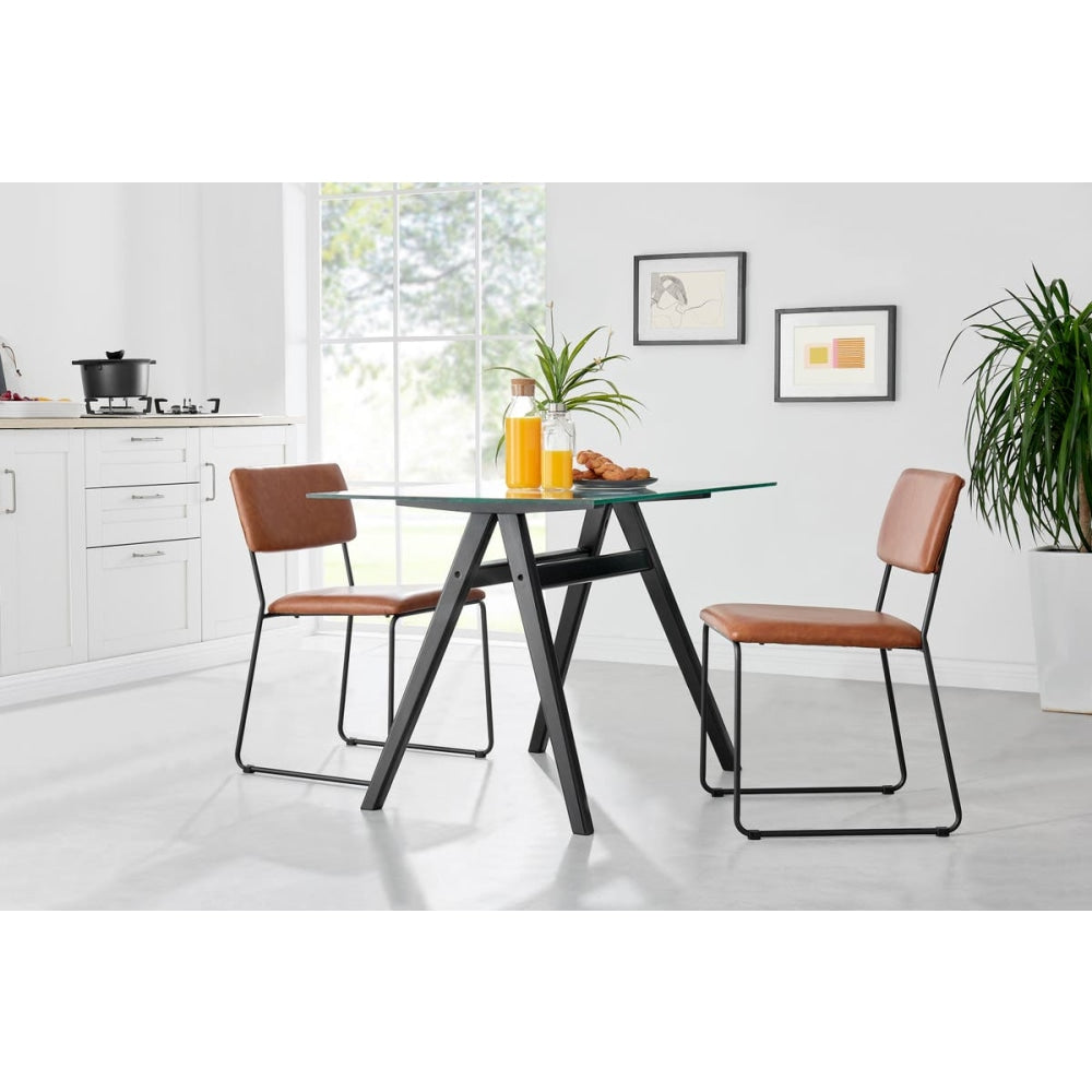 Set of 2 Santa Ana Kitchen Dining Chairs - Brown PU Chair Fast shipping On sale