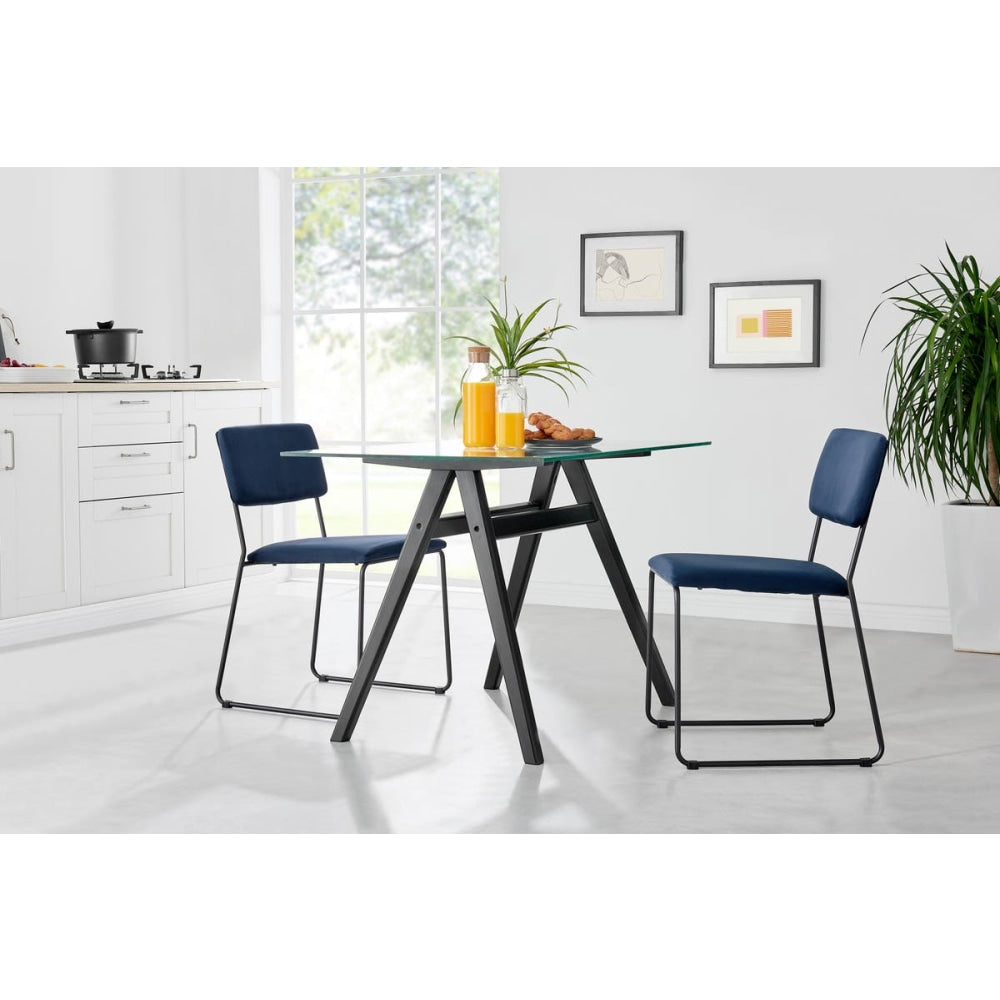 Set of 2 Santa Ana Kitchen Dining Chairs - Midnight Blue Chair Fast shipping On sale