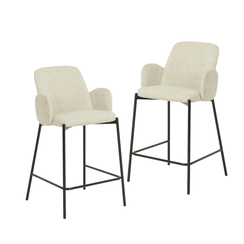 Set Of 2 Shae Knit Fabric Modern Kitchen Counter Bar Stool - Oat Fast shipping On sale