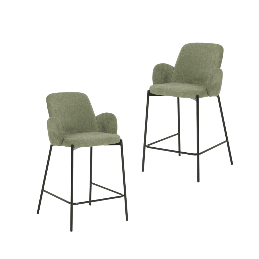 Set Of 2 Shae Knit Fabric Modern Kitchen Counter Bar Stool - Sage Fast shipping On sale