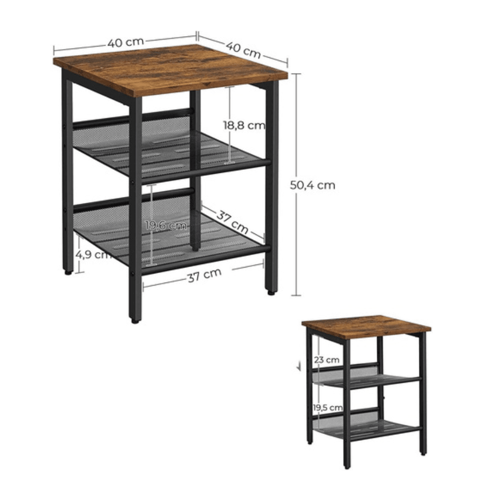 Vasagle Set of 2 Side Table with Mesh Shelves Nightstands Rustic Brown Fast shipping On sale