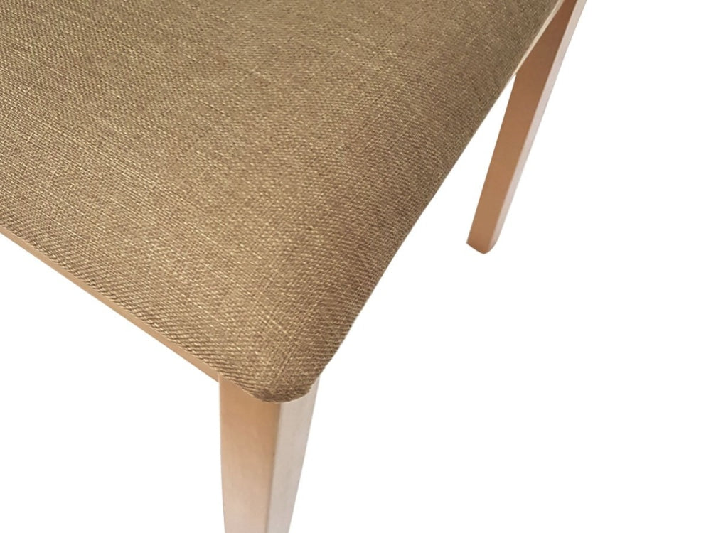 Set of 2 - Society Scandinavian Fabric Dining Chair Oak Wooden Frame Khaki Fast shipping On sale