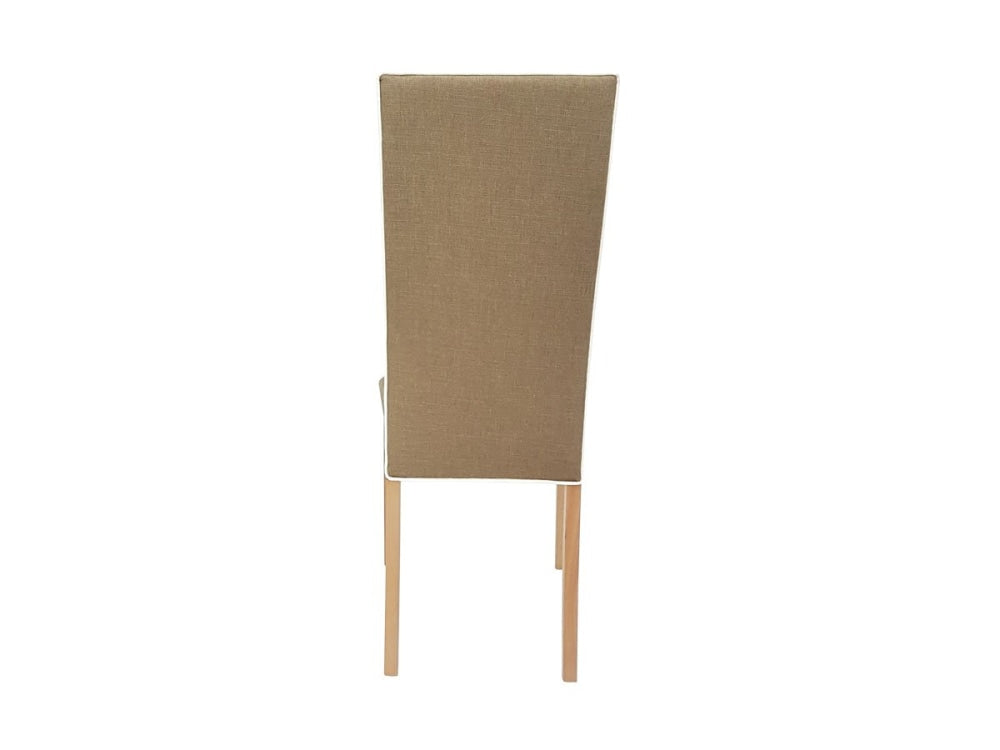 Set of 2 - Society Scandinavian Fabric Dining Chair Oak Wooden Frame Khaki Fast shipping On sale