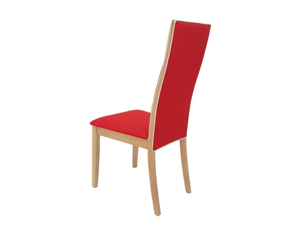 Set of 2 - Society Scandinavian Fabric Dining Chair - Oak Wooden Frame - Red Fast shipping On sale