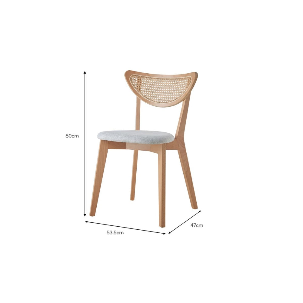 Set of 2 Stanmore Rattan Kitchen Dining Chairs - Light Grey/Natural Chair Fast shipping On sale