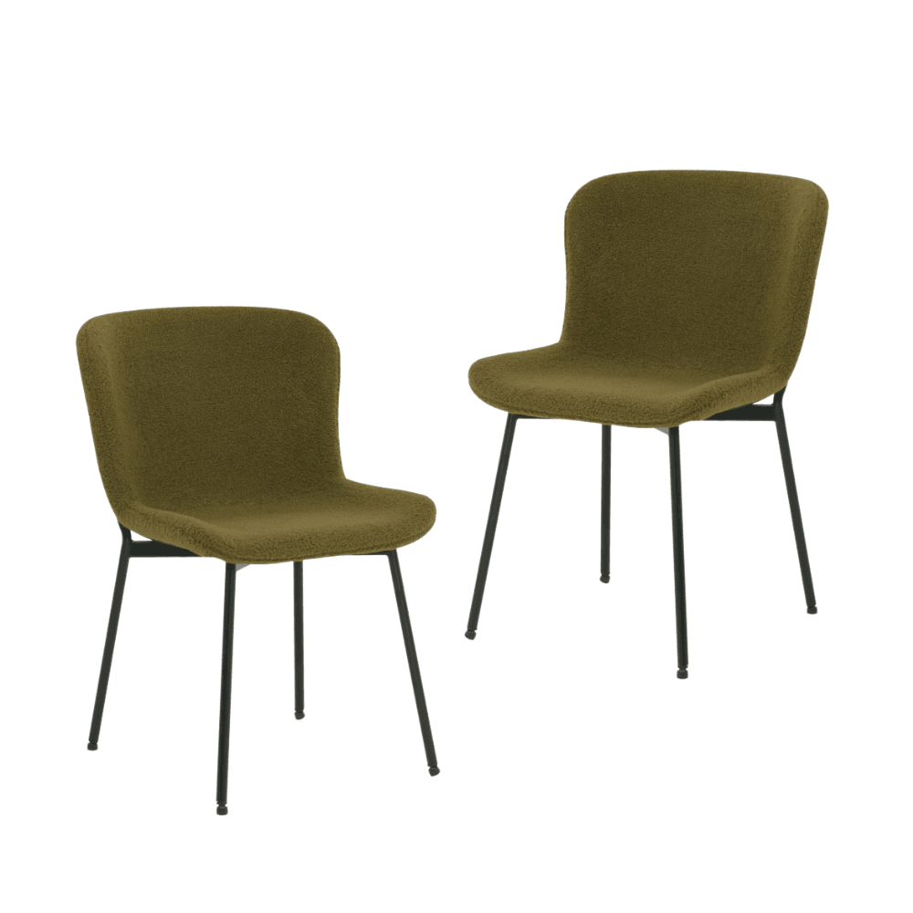 Set Of 2 Stevie Fabric Modern Kitchen Dining Chair - Olive Green Fast shipping On sale