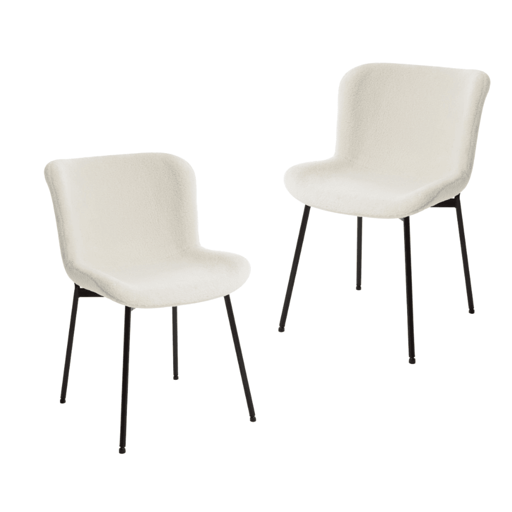 Set Of 2 Stevie Fabric Modern Kitchen Dining Chair - White Fast shipping On sale