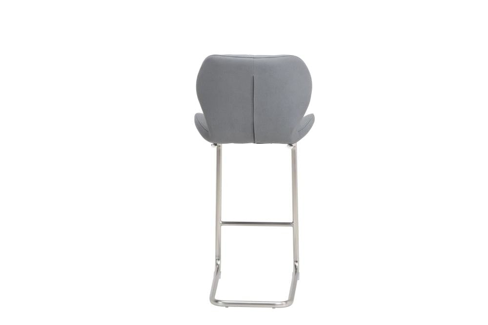 Set of 2 Terry Faux Leather Bar Stool 66cm - Brused Stainless Legs - Grey Fast shipping On sale
