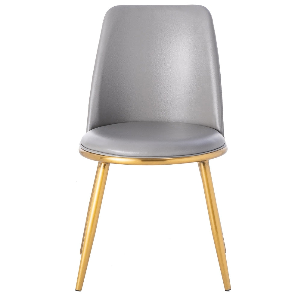 Set Of 2 Tobias Modern PU Leather Dining Chair - Grey & Gold Fast shipping On sale