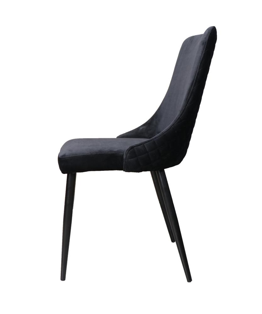 Set of 2 Vale Velvet Fabric Dining Chair - Black Metal Legs - Fast shipping On sale