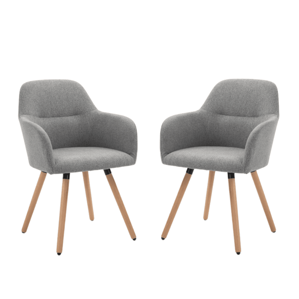 Set Of 2 Verona Fabric Dining Chair Wooden Legs - Grey Fast shipping On sale