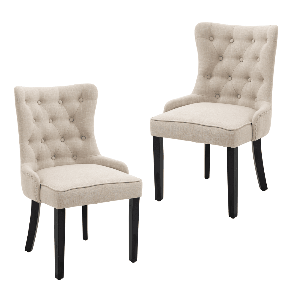 Set Of 2 Will Modern Fabric Kitchen Dining Chair - Beige Fast shipping On sale