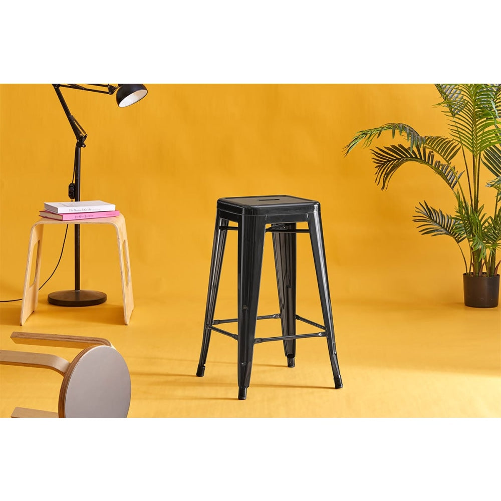 Set of 2 Xavier Pauchard Replica Tolix Kitchen Counter Bar Stools 65cm Powder Coated - Black / Metal Stool Fast shipping On sale