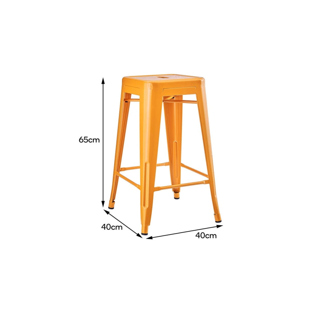 Set of 2 Xavier Pauchard Replica Tolix Kitchen Counter Bar Stools 65cm Powder Coated - Orange / Metal Stool Fast shipping On sale