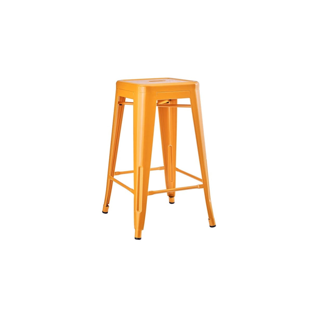 Set of 2 Xavier Pauchard Replica Tolix Kitchen Counter Bar Stools 65cm Powder Coated - Orange / Metal Stool Fast shipping On sale