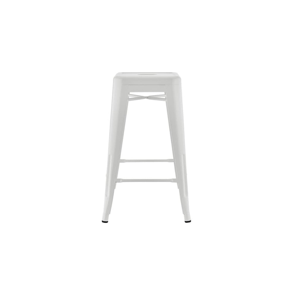 Set of 2 Xavier Pauchard Replica Tolix Kitchen Counter Bar Stools 65cm Powder Coated - White / Metal Stool Fast shipping On sale