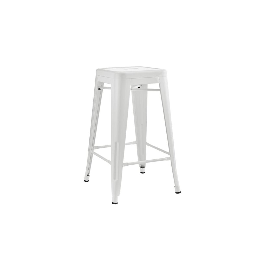 Set of 2 Xavier Pauchard Replica Tolix Kitchen Counter Bar Stools 65cm Powder Coated - White / Metal Stool Fast shipping On sale