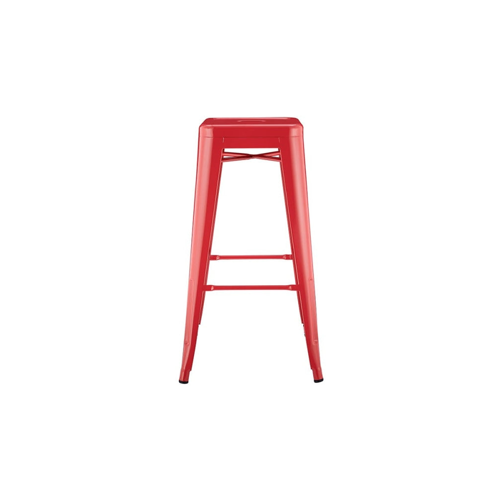 Set of 2 Xavier Pauchard Replica Tolix Kitchen Counter Bar Stools 75cm Powder Coated - Red / Metal Stool Fast shipping On sale