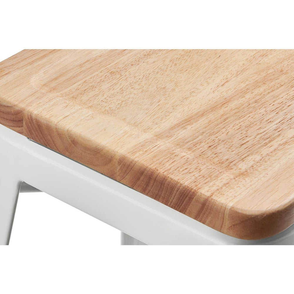 Set of 2 Xavier Pauchard Replica Tolix Kitchen Counter Bar Stools 75cm W/ Wood Seat - White / Stool Fast shipping On sale