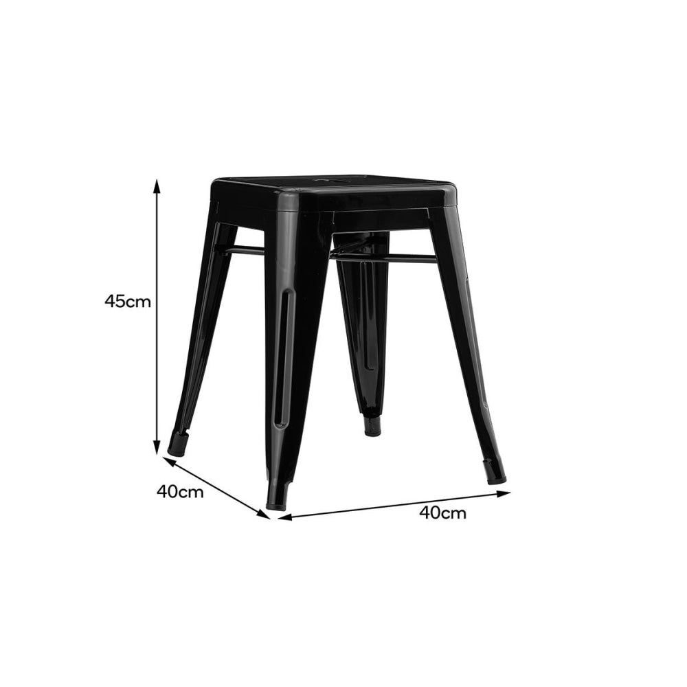 Set of 2 Xavier Pauchard Replica Tolix Low Stools Seats Chair Powder Coated Metal 45cm - Black / Stool Fast shipping On sale