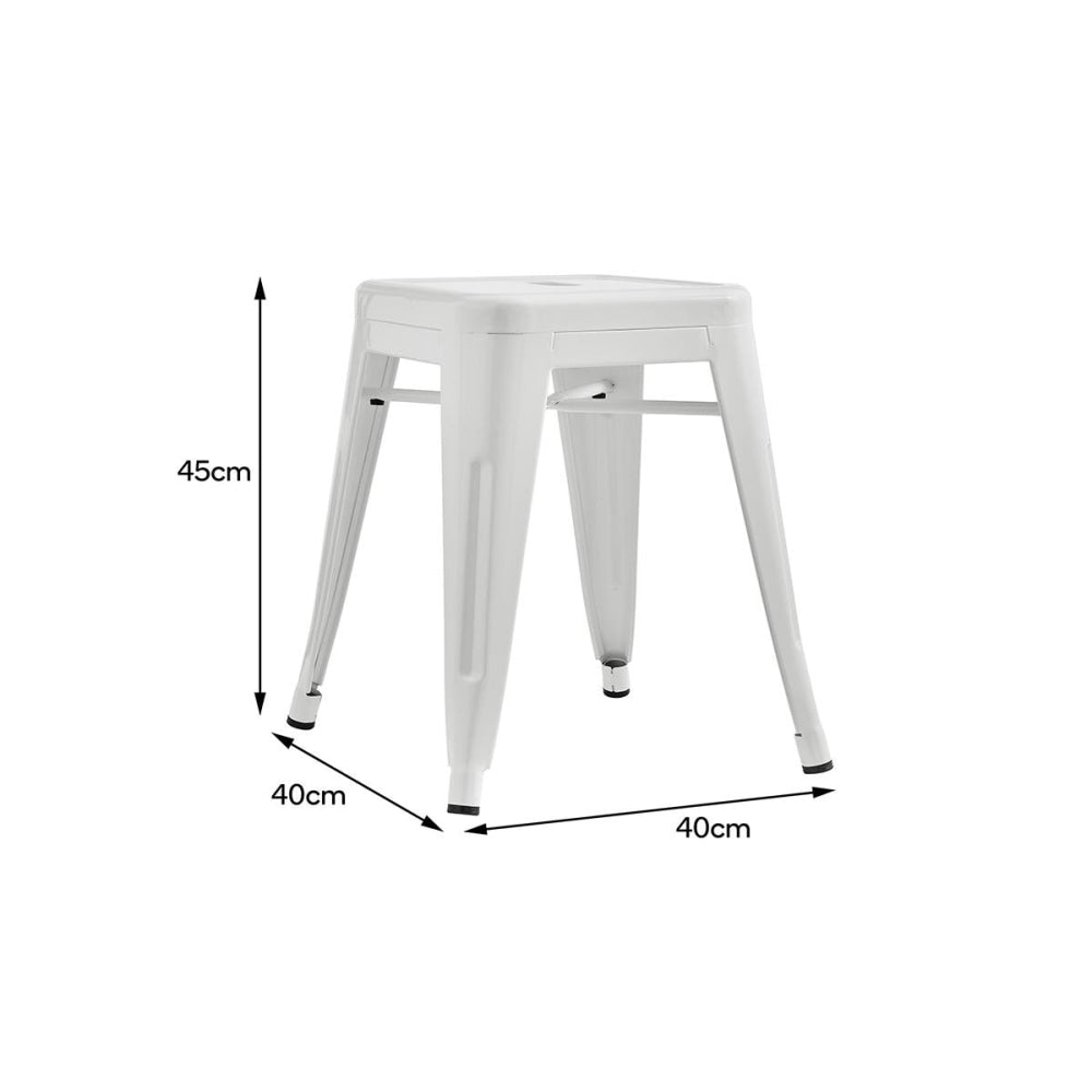 Set of 2 Xavier Pauchard Replica Tolix Low Stools Seats Chair Powder Coated Metal 45cm - White / Stool Fast shipping On sale