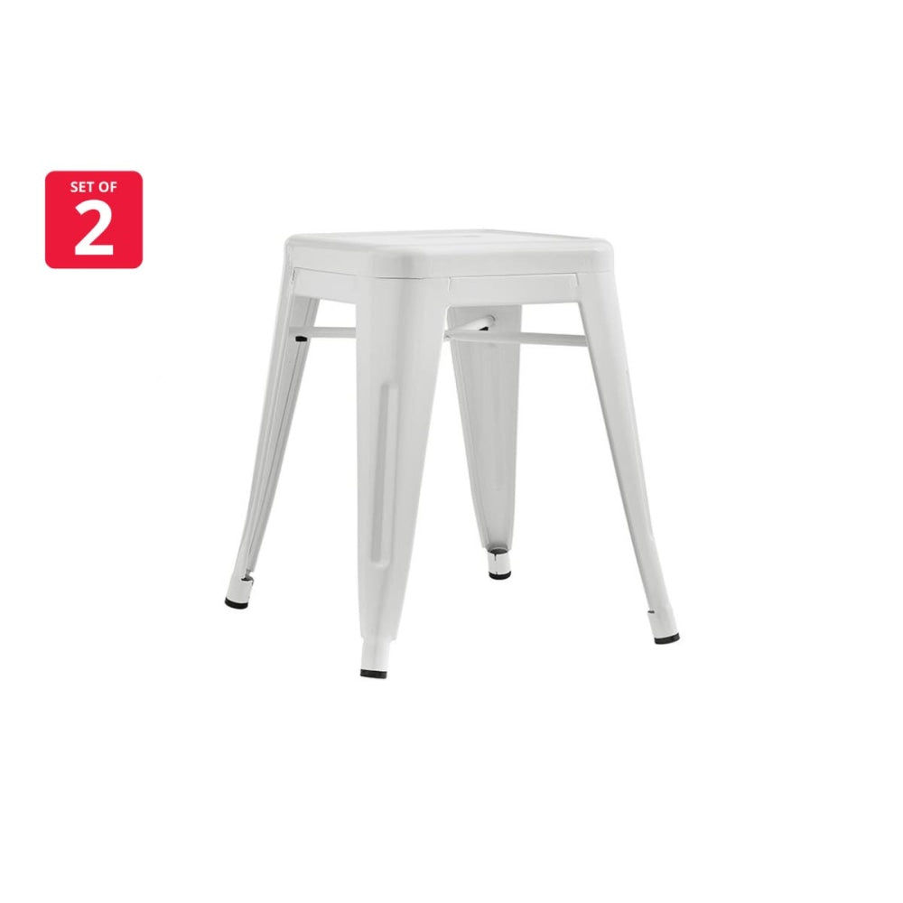 Set of 2 Xavier Pauchard Replica Tolix Low Stools Seats Chair Powder Coated Metal 45cm - White / Stool Fast shipping On sale